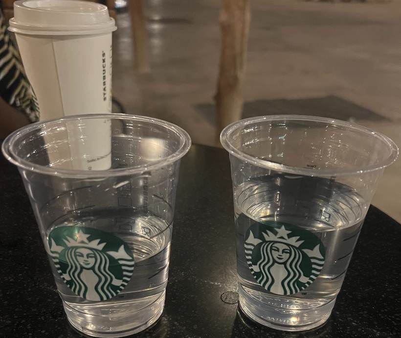Free water at Starbucks